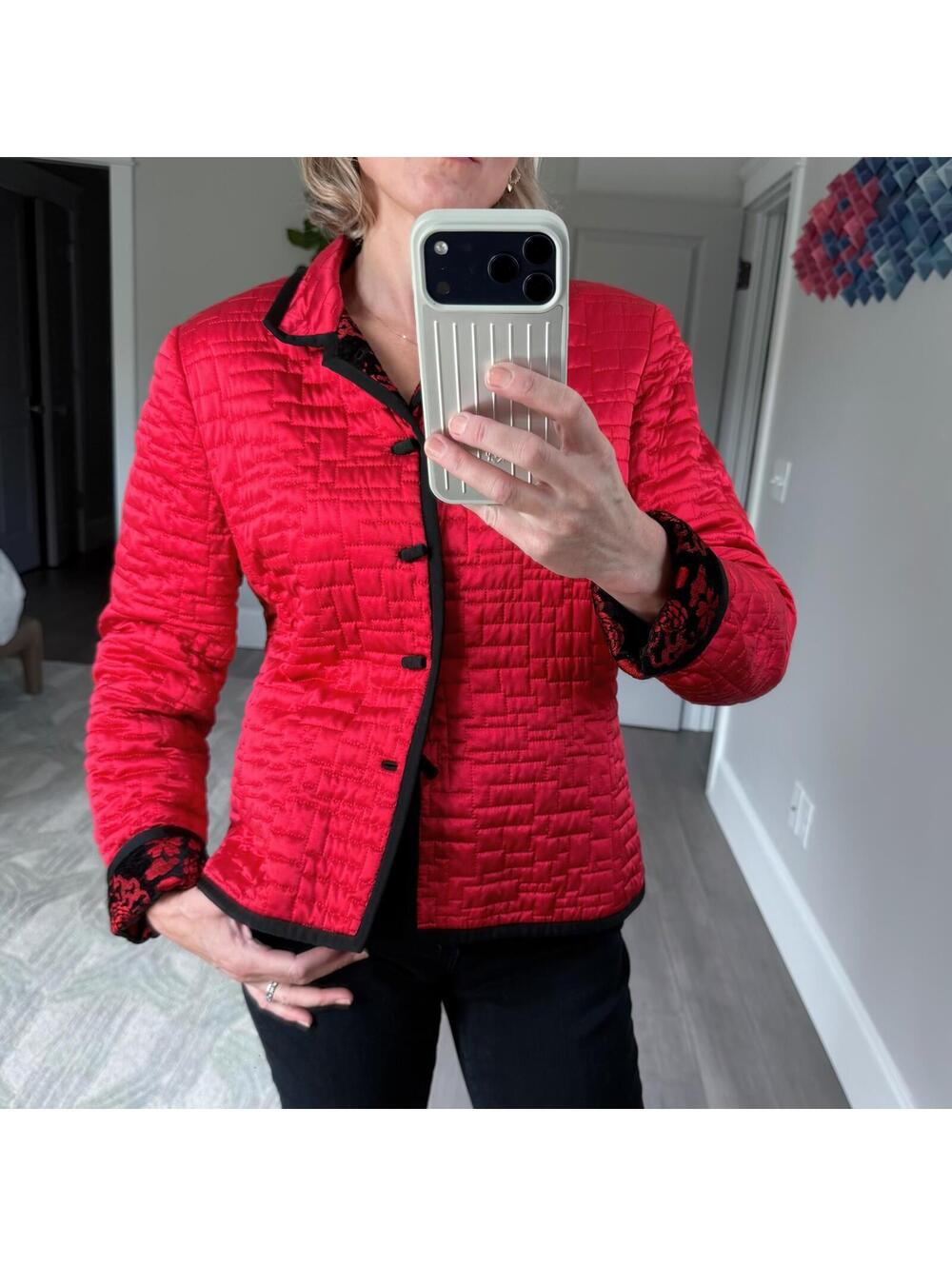 Vintage Carlisle Reversible Silk | Rayon Quilted Jacket Size 12 - Picture 3 of 9